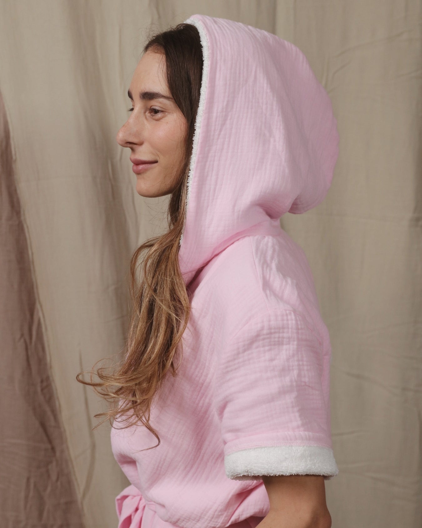 Women's 100% Cotton - Towel Lined - Hooded Jumpsuit - CandyFloss Pink