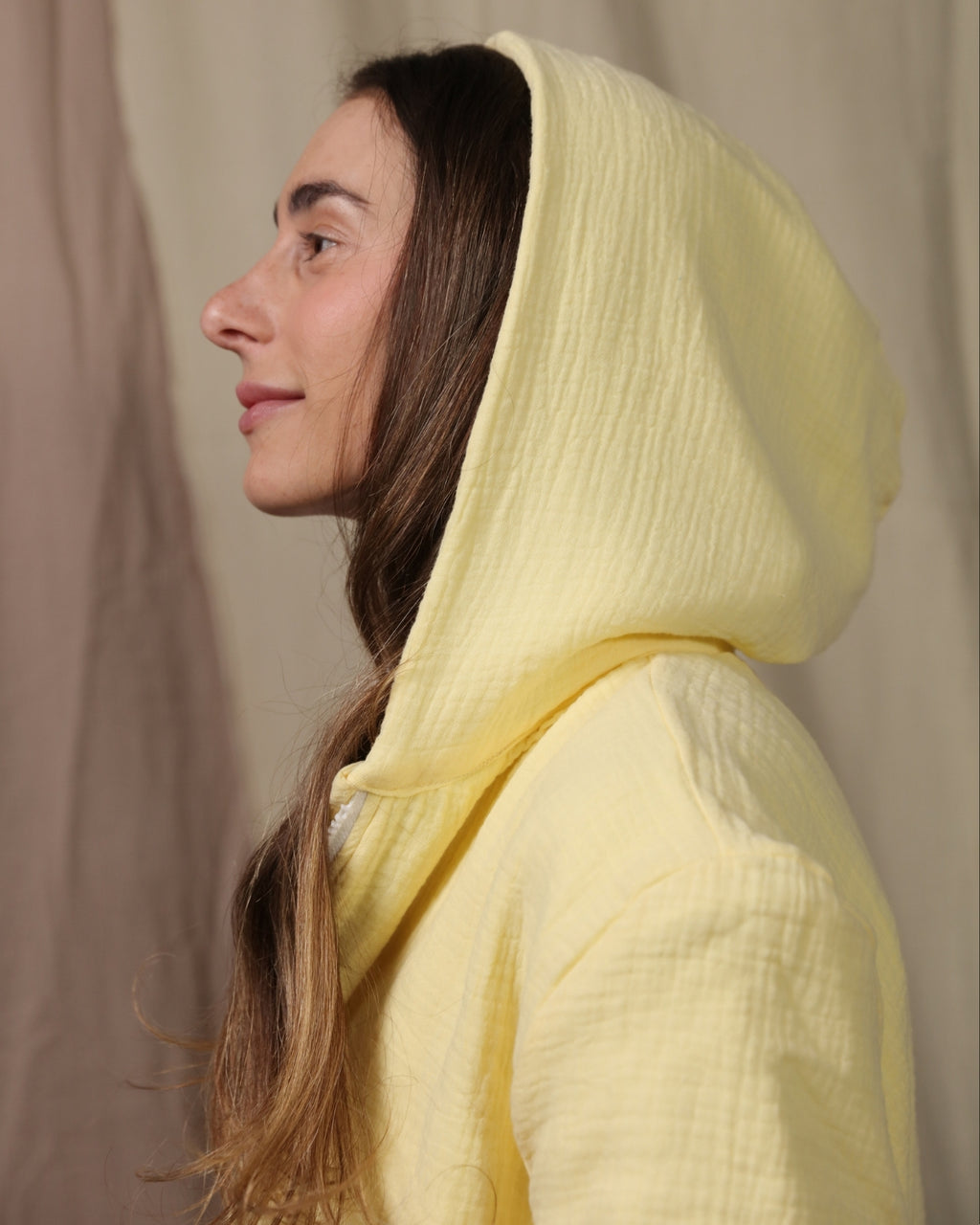 Women's 100% Cotton - Towel Lined - Hooded Jumpsuit - Butter Yellow