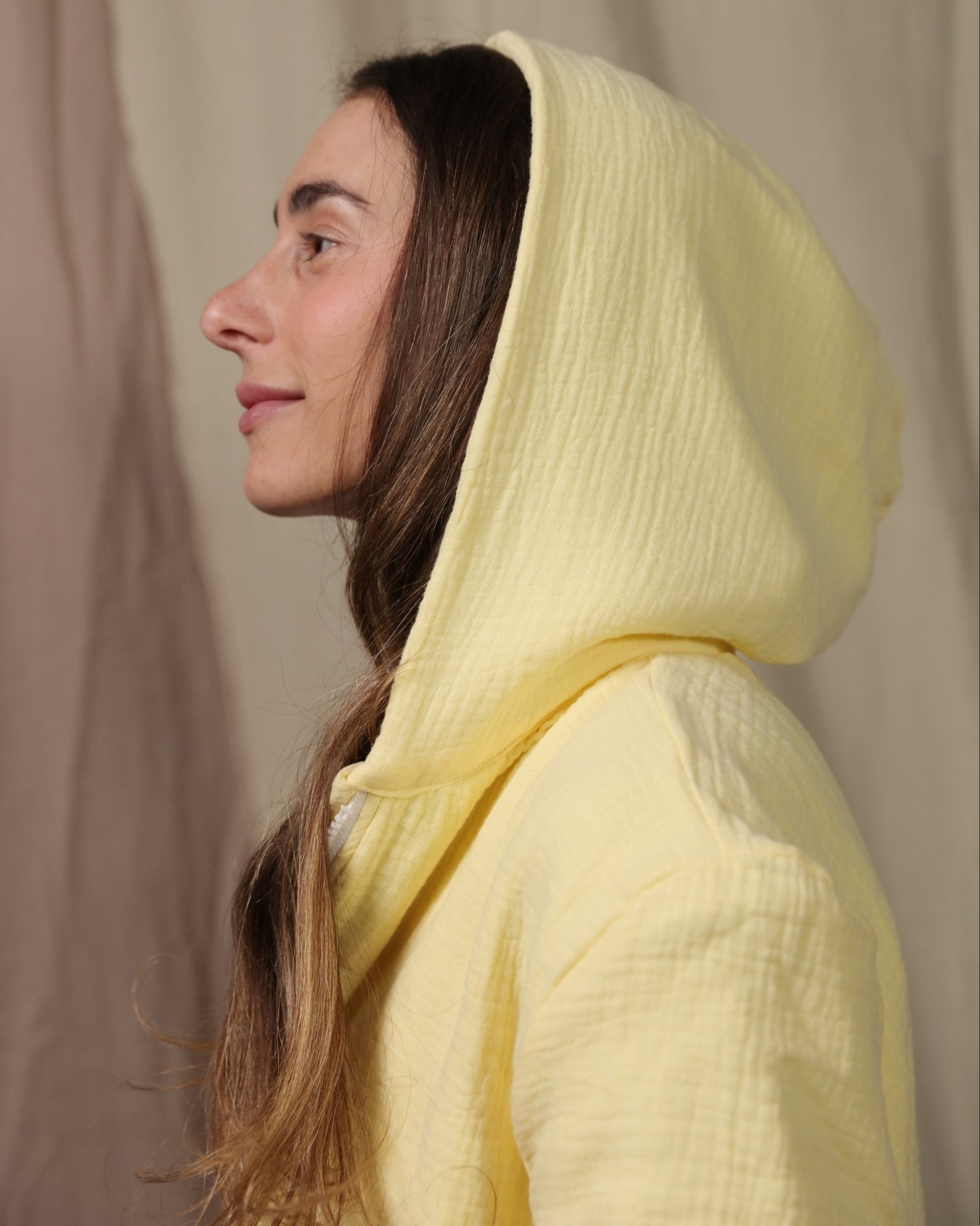 Women's 100% Cotton - Towel Lined - Hooded Jumpsuit - Butter Yellow