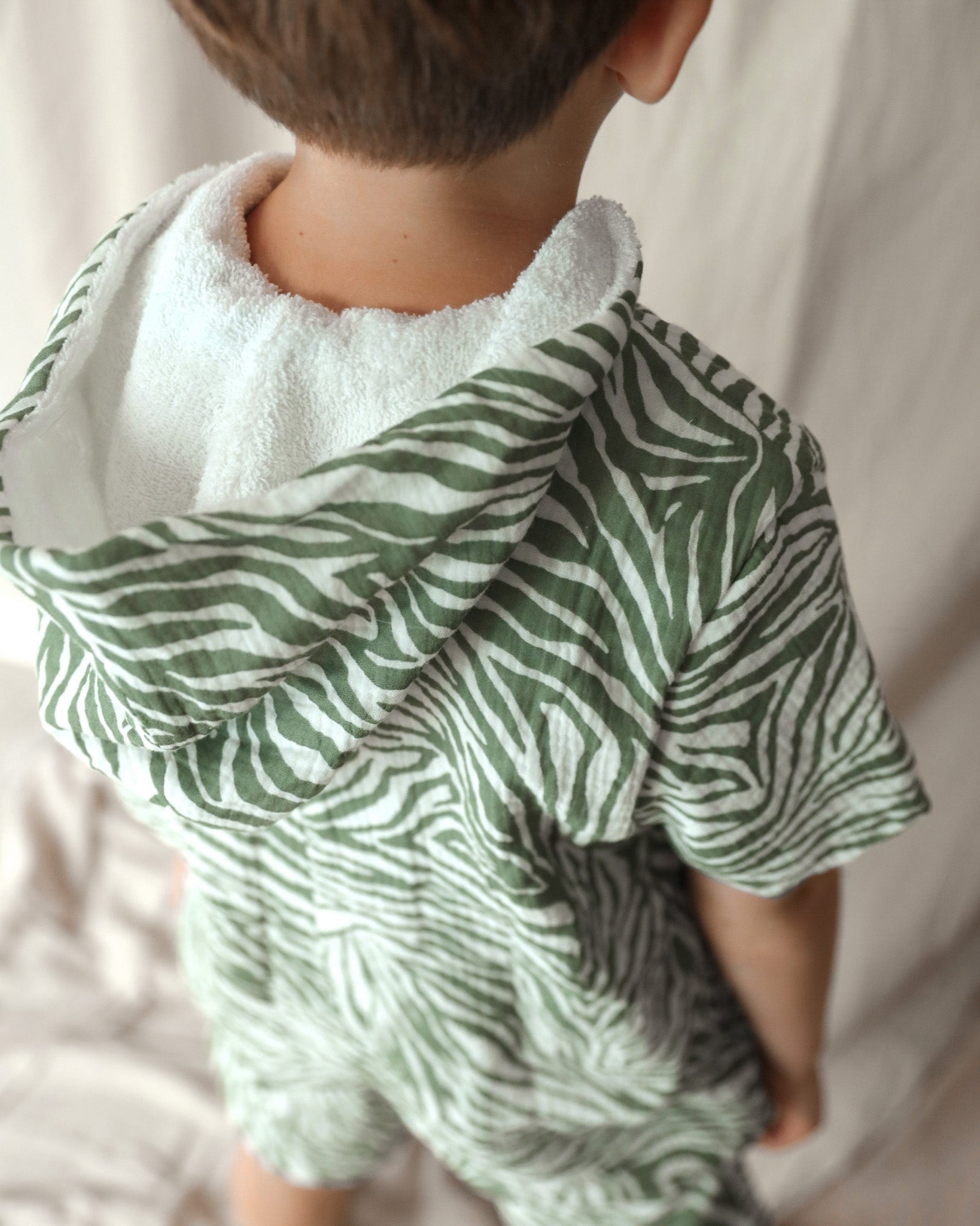 Kid's 100% Cotton - Towel Lined - Hooded Jumpsuit - White