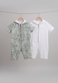 Kid's 100% Cotton - Towel Lined - Hooded Jumpsuit - White