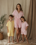 Kid's 100% Cotton - Towel Lined - Hooded Playsuit - Cotton Candy Pink